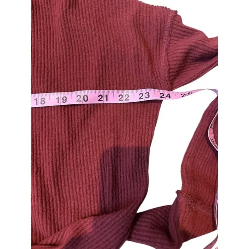 Free People Burgundy Red Waffle Knit Cowl Neck Oversized Tunic Size‎ XS